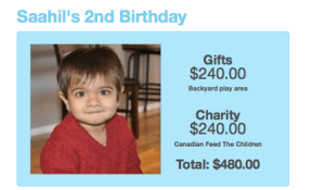 Giving to charity, at age 2!